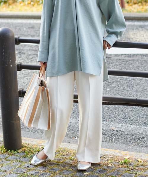 DouDou（ドゥドゥ）の「麻調合繊センプレパンツ（その他パンツ・レディース・オフホワイト/ミント/モカ/ピンク・38/36）」の2枚目の写真