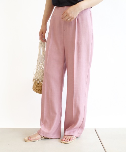 DouDou（ドゥドゥ）の「麻調合繊センプレパンツ（その他パンツ・レディース・オフホワイト/ミント/モカ/ピンク・38/36）」の4枚目の写真