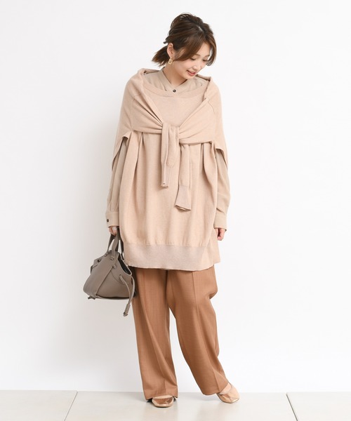 DouDou（ドゥドゥ）の「麻調合繊センプレパンツ（その他パンツ・レディース・オフホワイト/ミント/モカ/ピンク・38/36）」の6枚目の写真