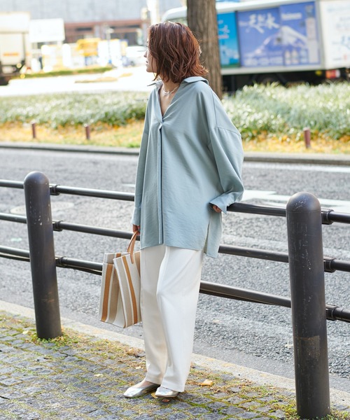 DouDou（ドゥドゥ）の「麻調合繊センプレパンツ（その他パンツ・レディース・オフホワイト/ミント/モカ/ピンク・38/36）」の8枚目の写真