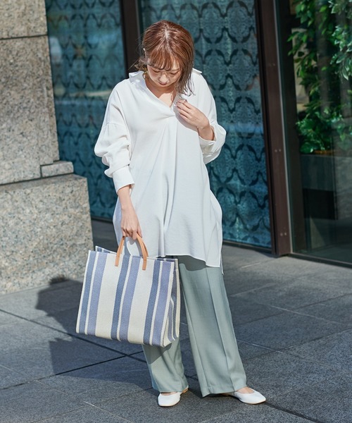 DouDou（ドゥドゥ）の「麻調合繊センプレパンツ（その他パンツ・レディース・オフホワイト/ミント/モカ/ピンク・38/36）」の19枚目の写真