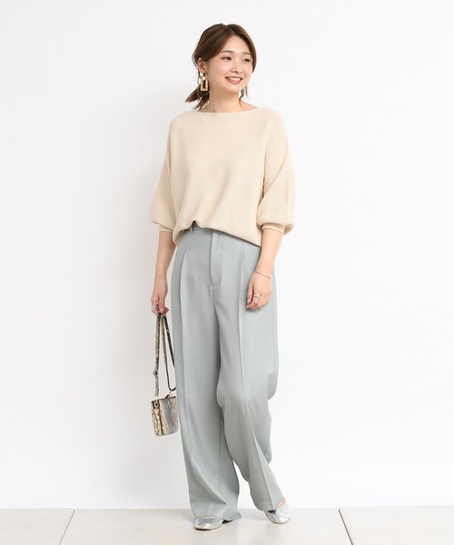 DouDou（ドゥドゥ）の「麻調合繊センプレパンツ（その他パンツ・レディース・オフホワイト/ミント/モカ/ピンク・38/36）」の22枚目の写真