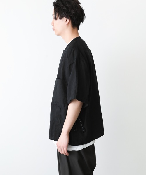 KAZUYUKI KUMAGAI ATTACHMENT（カズユキクマガイアタッチメント）の「60/-高密度herdmans Linen x 40/-ブロードストレッチシャツ（シャツ/ブラウス・メンズ・ライトイエロー/ライトグレー/ブラック/ライトピンク・1/2）」の18枚目の写真