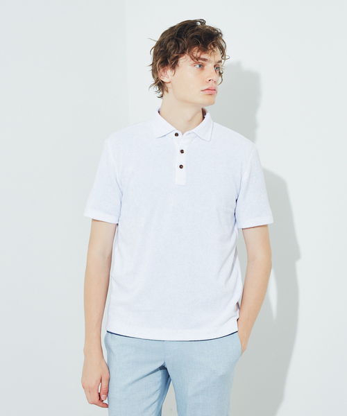 RECENCY OF MINE（リーセンシー オブ マイン）の「【Recency of Mine】サイロ杢 スラブパイル ポロシャツ（ポロシャツ・メンズ・ホワイト/ライトグレー/ネイビー/グレイッシュブルー・44/46/48/50）」の2枚目の写真