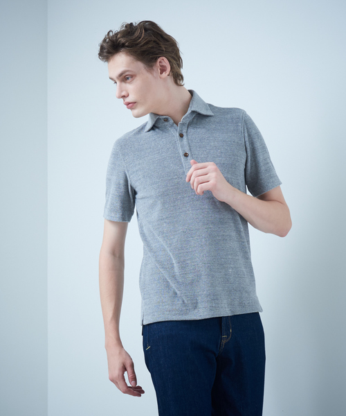 RECENCY OF MINE（リーセンシー オブ マイン）の「【Recency of Mine】サイロ杢 スラブパイル ポロシャツ（ポロシャツ・メンズ・ホワイト/ライトグレー/ネイビー/グレイッシュブルー・44/46/48/50）」の3枚目の写真