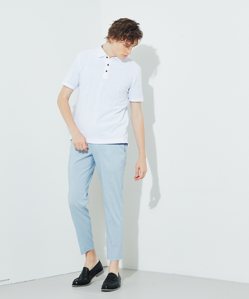 RECENCY OF MINE（リーセンシー オブ マイン）の「【Recency of Mine】サイロ杢 スラブパイル ポロシャツ（ポロシャツ・メンズ・ホワイト/ライトグレー/ネイビー/グレイッシュブルー・44/46/48/50）」の12枚目の写真