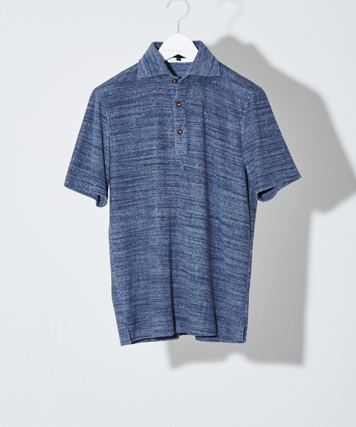 RECENCY OF MINE（リーセンシー オブ マイン）の「【Recency of Mine】サイロ杢 スラブパイル ポロシャツ（ポロシャツ・メンズ・ホワイト/ライトグレー/ネイビー/グレイッシュブルー・44/46/48/50）」の9枚目の写真