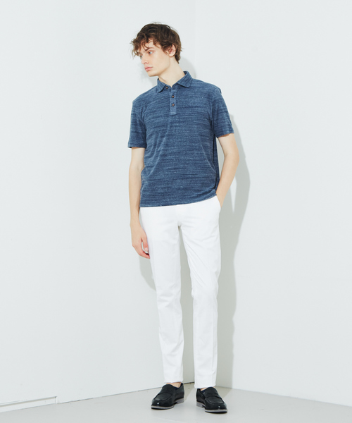 RECENCY OF MINE（リーセンシー オブ マイン）の「【Recency of Mine】サイロ杢 スラブパイル ポロシャツ（ポロシャツ・メンズ・ホワイト/ライトグレー/ネイビー/グレイッシュブルー・44/46/48/50）」の8枚目の写真