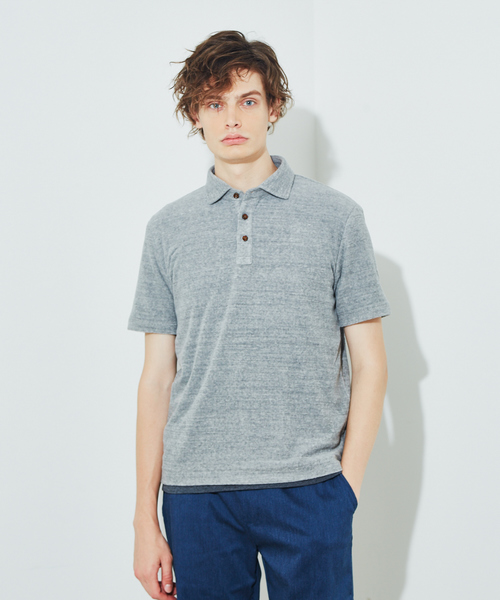 RECENCY OF MINE（リーセンシー オブ マイン）の「【Recency of Mine】サイロ杢 スラブパイル ポロシャツ（ポロシャツ・メンズ・ホワイト/ライトグレー/ネイビー/グレイッシュブルー・44/46/48/50）」の7枚目の写真