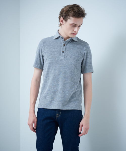 RECENCY OF MINE（リーセンシー オブ マイン）の「【Recency of Mine】サイロ杢 スラブパイル ポロシャツ（ポロシャツ・メンズ・ホワイト/ライトグレー/ネイビー/グレイッシュブルー・44/46/48/50）」の6枚目の写真