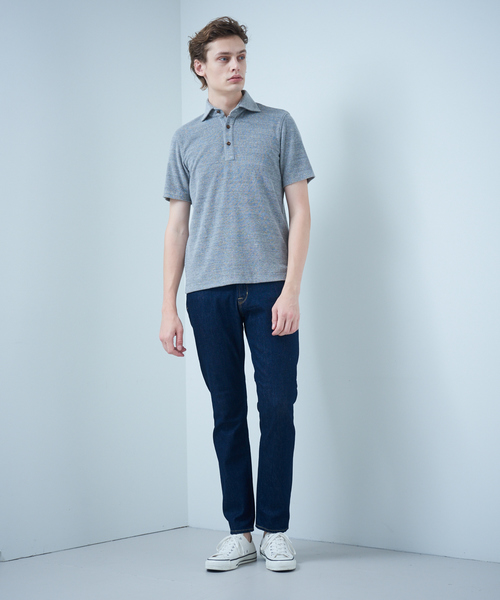 RECENCY OF MINE（リーセンシー オブ マイン）の「【Recency of Mine】サイロ杢 スラブパイル ポロシャツ（ポロシャツ・メンズ・ホワイト/ライトグレー/ネイビー/グレイッシュブルー・44/46/48/50）」の5枚目の写真