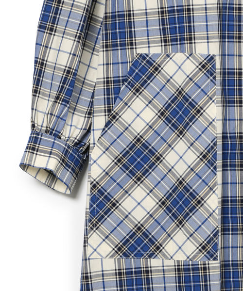 SHIPS(シップス)の「チェックノーカラーコート(ノーカラーコート・レディース・ブルー・ONE SIZE)」の5枚目の写真