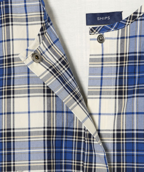 SHIPS(シップス)の「チェックノーカラーコート(ノーカラーコート・レディース・ブルー・ONE SIZE)」の8枚目の写真