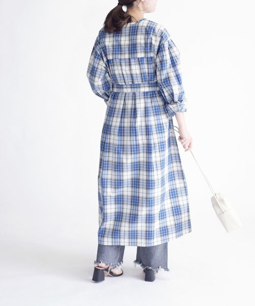 SHIPS(シップス)の「チェックノーカラーコート(ノーカラーコート・レディース・ブルー・ONE SIZE)」の11枚目の写真