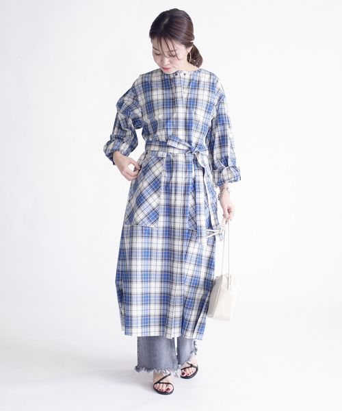 SHIPS(シップス)の「チェックノーカラーコート(ノーカラーコート・レディース・ブルー・ONE SIZE)」の13枚目の写真