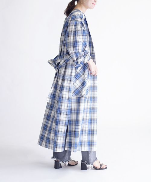 SHIPS(シップス)の「チェックノーカラーコート(ノーカラーコート・レディース・ブルー・ONE SIZE)」の14枚目の写真