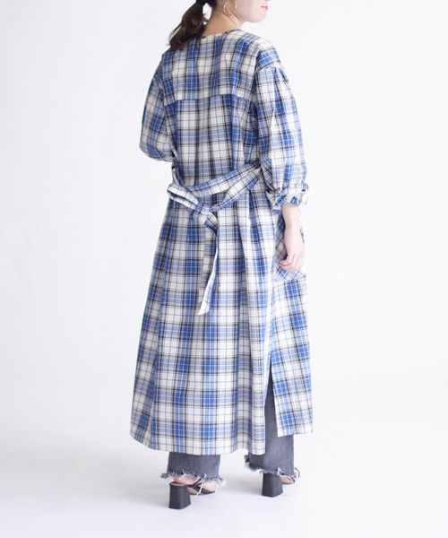 SHIPS(シップス)の「チェックノーカラーコート(ノーカラーコート・レディース・ブルー・ONE SIZE)」の15枚目の写真