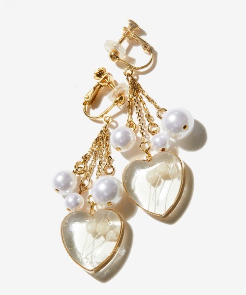rehacer(レアセル)の「rehacer : Heart Pearl Earrings Made in Japan / ハート パール イヤリング メイドインジャパン(イヤリング・レディース・ゴールド/シルバー・FREE)」の1枚目の写真