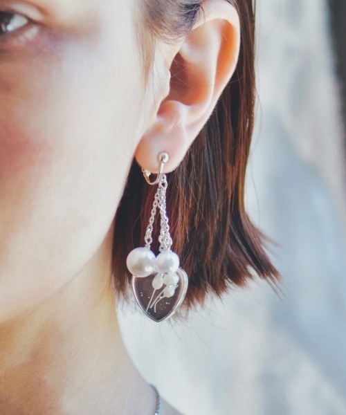 rehacer(レアセル)の「rehacer : Heart Pearl Earrings Made in Japan / ハート パール イヤリング メイドインジャパン(イヤリング・レディース・ゴールド/シルバー・FREE)」の10枚目の写真