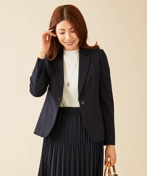 J.PRESS(ジェイプレス)の「【制菌加工・UVカット】アルファクロスジャージー テーラードジャケット(テーラードジャケット・レディース・グレー系/ネイビー系・T13/T17)」の2枚目の写真
