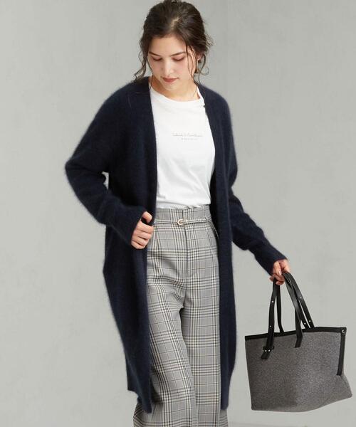 green label relaxing（グリーンレーベルリラクシング）の「FFC へアリー ロング カーディガン（カーディガン/ボレロ・レディース・ベージュ/オリーブ/ネイビー・FREE）」の3枚目の写真