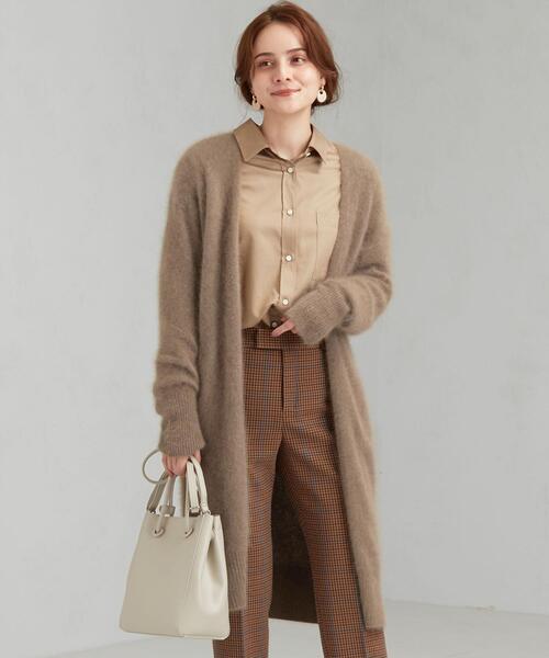 green label relaxing（グリーンレーベルリラクシング）の「FFC へアリー ロング カーディガン（カーディガン/ボレロ・レディース・ベージュ/オリーブ/ネイビー・FREE）」の13枚目の写真