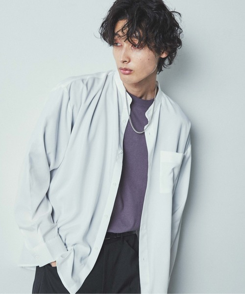 WEGO（ウィゴー）の「WEGO/バンドカラーシャツ（シャツ/ブラウス・メンズ・ホワイト/サックスブルー/ピンク・MEDIUM/LARGE）」の2枚目の写真