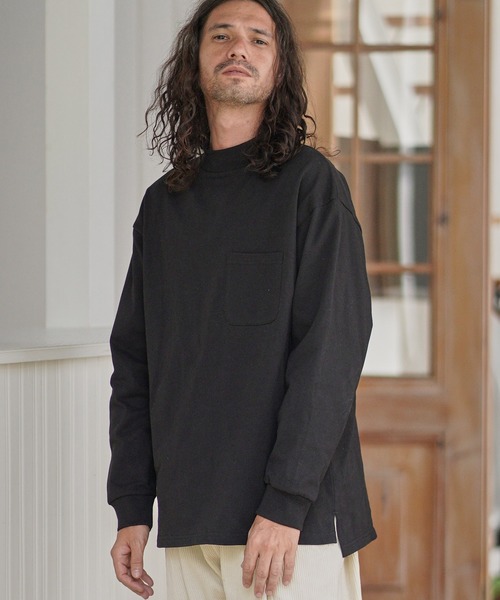 CAMBIO(カンビオ)の「mlt3116-モックネックL-Sカットソー(Tシャツ/カットソー・メンズ・ホワイト/ブラック/サンドベージュ・M/L/XL)」の1枚目の写真