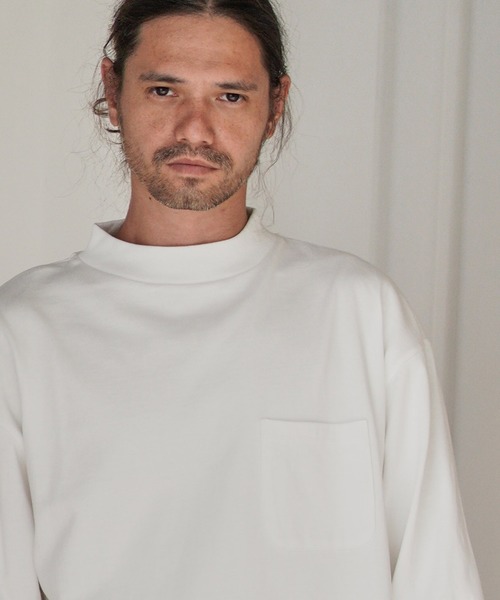 CAMBIO(カンビオ)の「mlt3116-モックネックL-Sカットソー(Tシャツ/カットソー・メンズ・ホワイト/ブラック/サンドベージュ・M/L/XL)」の6枚目の写真
