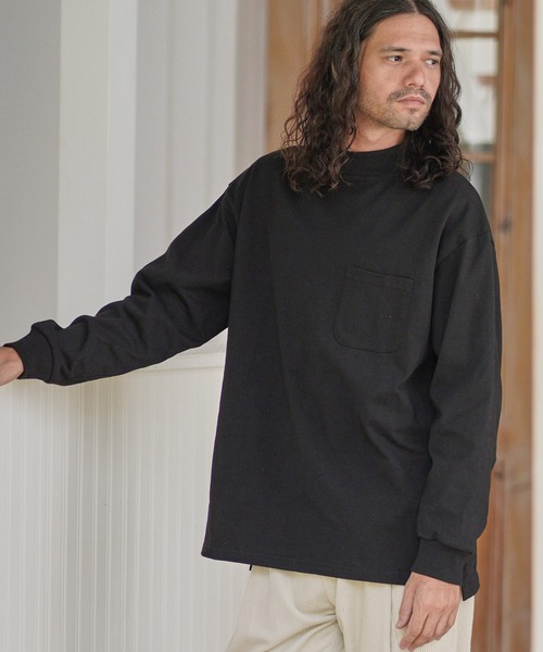CAMBIO(カンビオ)の「mlt3116-モックネックL-Sカットソー(Tシャツ/カットソー・メンズ・ホワイト/ブラック/サンドベージュ・M/L/XL)」の10枚目の写真