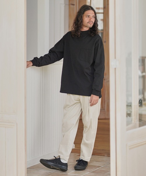 CAMBIO(カンビオ)の「mlt3116-モックネックL-Sカットソー(Tシャツ/カットソー・メンズ・ホワイト/ブラック/サンドベージュ・M/L/XL)」の13枚目の写真