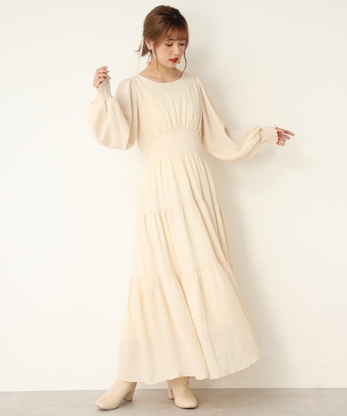 one after another NICE CLAUP（ワンアフターアナザーナイスクラップ）の「【WEB限定】ティアードロングワンピース（ワンピース・レディース・ブラウン/アイボリー/チェック・FREE）」の18枚目の写真