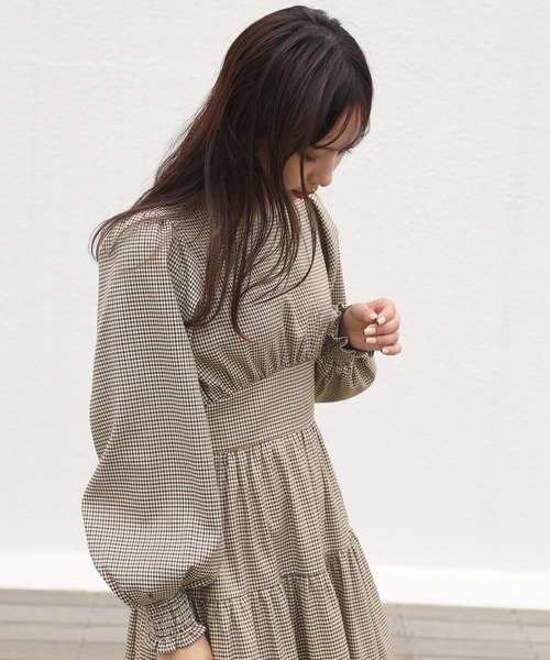 one after another NICE CLAUP（ワンアフターアナザーナイスクラップ）の「【WEB限定】ティアードロングワンピース（ワンピース・レディース・ブラウン/アイボリー/チェック・FREE）」の12枚目の写真