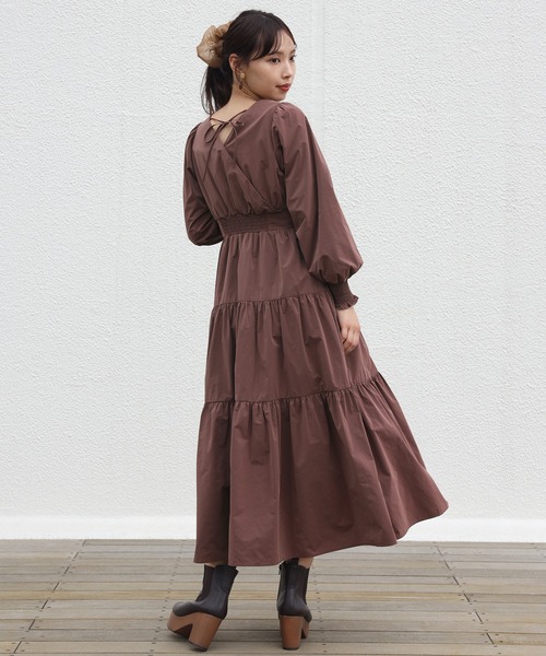 one after another NICE CLAUP（ワンアフターアナザーナイスクラップ）の「【WEB限定】ティアードロングワンピース（ワンピース・レディース・ブラウン/アイボリー/チェック・FREE）」の9枚目の写真