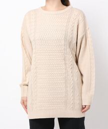 fort point（フォーポイント）の「【C-FORT POINT】アランガラチュニック　ニット　おしりまで隠れるチュニック丈　ロング丈（ニット/セーター・レディース）」