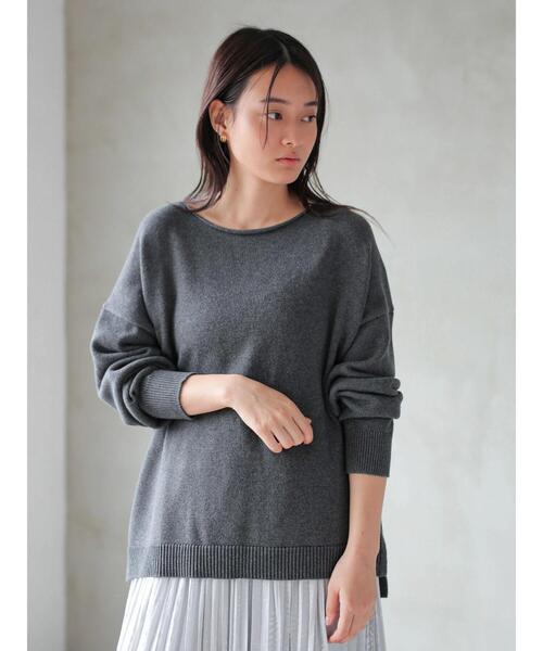 セール】襟カール裾スリットニットプルオーバー ＊〇（ニット