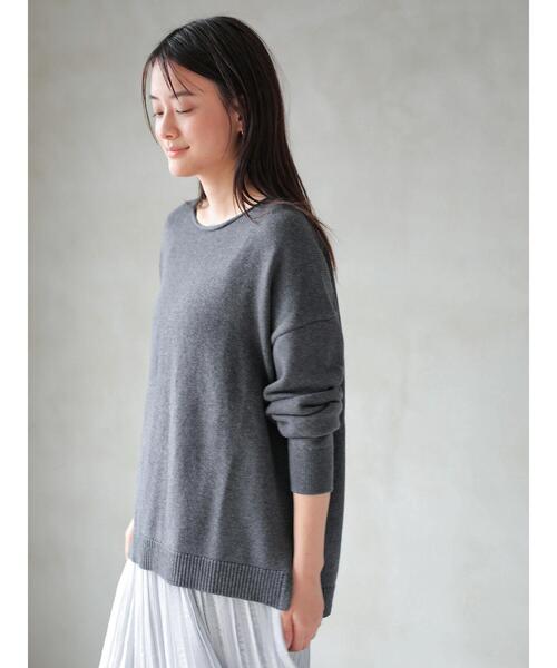 AMERICAN HOLIC(アメリカンホリック)の「襟カール裾スリットニットプルオーバー *〇(ニット/セーター・レディース・モカ/ライトベージュ/DK.Gray/ブラウン・MEDIUM/LARGE)」の7枚目の写真