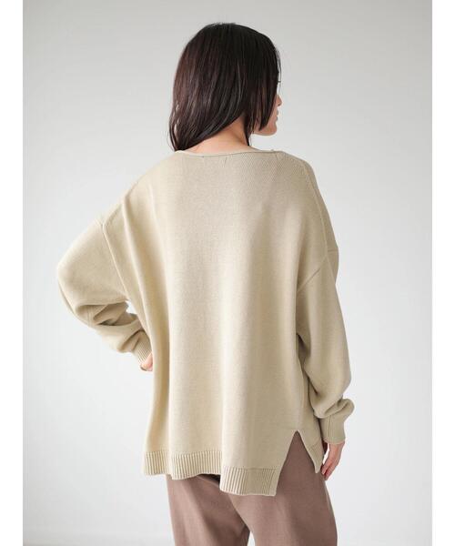 AMERICAN HOLIC(アメリカンホリック)の「襟カール裾スリットニットプルオーバー *〇(ニット/セーター・レディース・モカ/ライトベージュ/DK.Gray/ブラウン・MEDIUM/LARGE)」の15枚目の写真