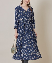 【ZOZO限定】ウエストりぼん付きフラワープリントカシュクールワンピース