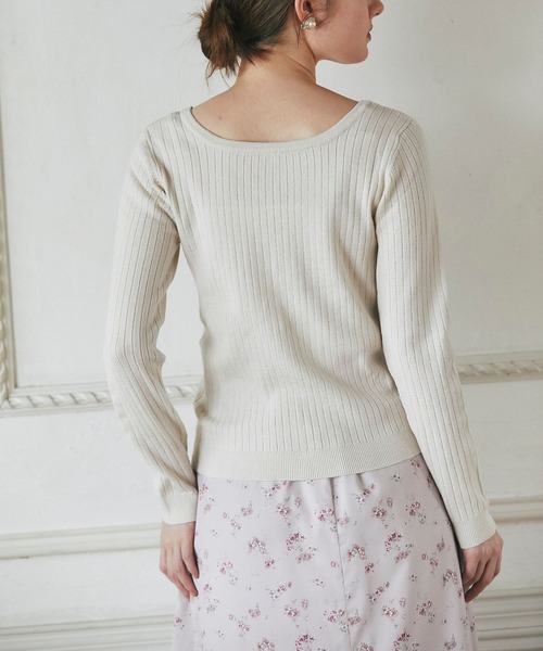 tocco closet(トッコ クローゼット)の「前後2WAY多種釦ラメ入りリブニットカーディガン(カーディガン/ボレロ・レディース・ブラック/ホワイト系その他/ピンク系その他・M)」の9枚目の写真