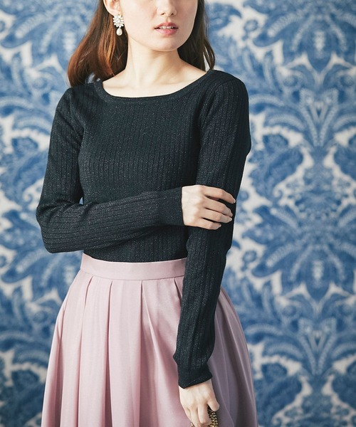 tocco closet(トッコ クローゼット)の「前後2WAY多種釦ラメ入りリブニットカーディガン(カーディガン/ボレロ・レディース・ブラック/ホワイト系その他/ピンク系その他・M)」の14枚目の写真