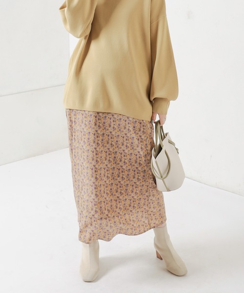 natural couture（ナチュラルクチュール）の「ややマーメイドシンプル花柄スカート（スカート・レディース・ブラック/イエロー/ミント・FREE）」の11枚目の写真