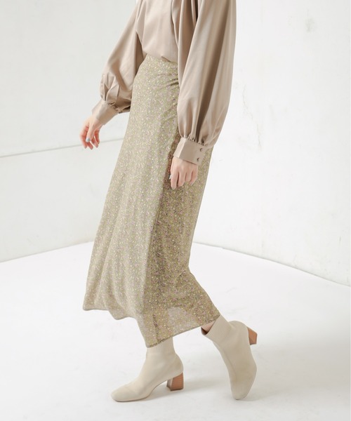 natural couture（ナチュラルクチュール）の「ややマーメイドシンプル花柄スカート（スカート・レディース・ブラック/イエロー/ミント・FREE）」の9枚目の写真