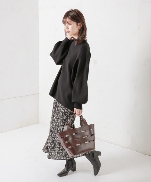 natural couture（ナチュラルクチュール）の「ややマーメイドシンプル花柄スカート（スカート・レディース・ブラック/イエロー/ミント・FREE）」の6枚目の写真