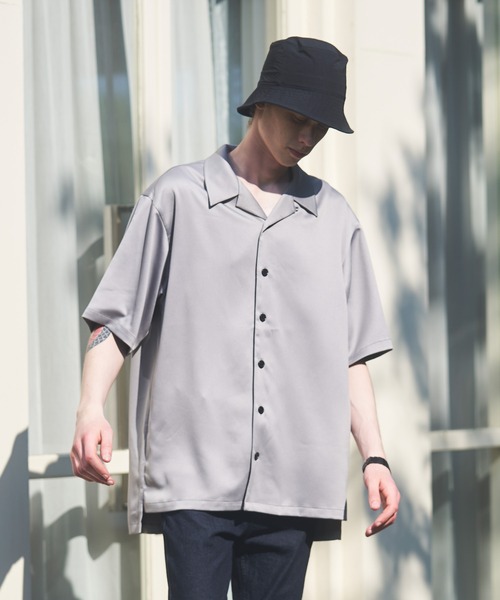 DOOPZ（ドープス）の「Drape open collar shirt / ドレープオープンカラーシャツ（シャツ/ブラウス・メンズ・ブラック/グレー/モスグリーン/ホワイト系その他・SMALL/MEDIUM/LARGE/X-LARGE）」の3枚目の写真