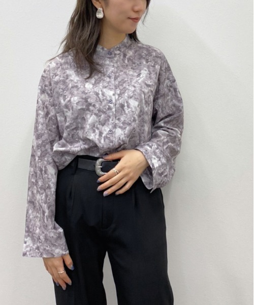 apres jour mignon(アプレジュールミニョン)の「マーブル柄バンドカラーシャツ【ZOZOTOWN限定アイテム】(シャツ/ブラウス・レディース・ベージュ/ダークパープル/ブルー系その他・X-LARGE/フリー)」の20枚目の写真