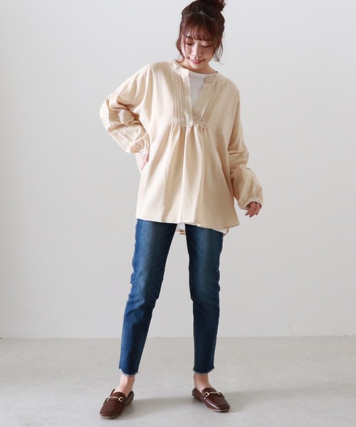 Cheek(チーク)の「ピンタックデザインブラウス(シャツ/ブラウス・レディース・オフホワイト/グリーン系その他/ベージュ・FREE)」の22枚目の写真