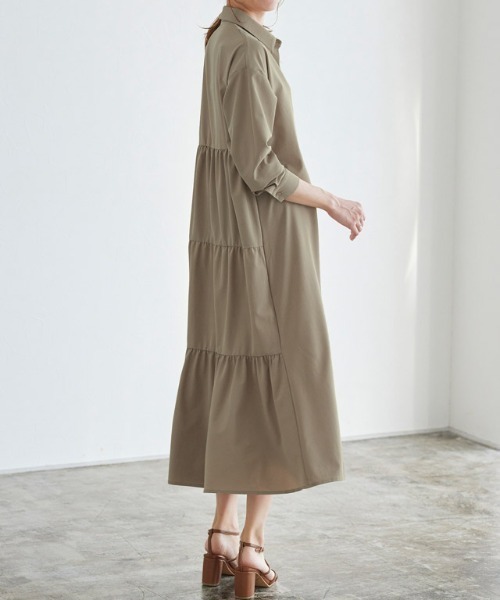 Pierrot（ピエロ）の「バックティアードシャツワンピース（シャツ/ブラウス・レディース・ライトグレー/モカ・M/L）」の9枚目の写真