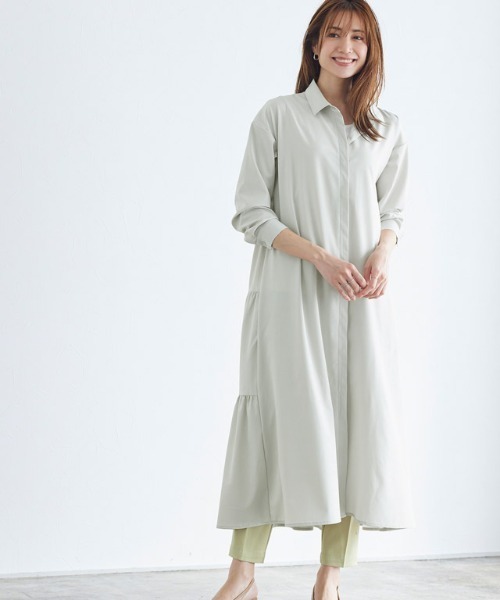 Pierrot（ピエロ）の「バックティアードシャツワンピース（シャツ/ブラウス・レディース・ライトグレー/モカ・M/L）」の10枚目の写真