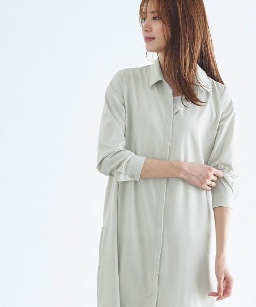 Pierrot（ピエロ）の「バックティアードシャツワンピース（シャツ/ブラウス・レディース・ライトグレー/モカ・M/L）」の14枚目の写真